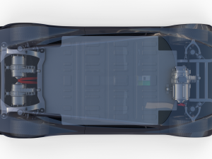 tesla roadster 2020 midnight silver with interior and chassis 3D Model