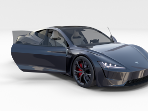 tesla roadster 2020 midnight silver with interior and chassis 3D Model