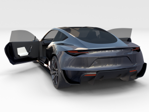 tesla roadster 2020 midnight silver with interior and chassis 3D Model