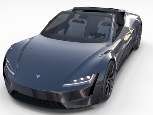 tesla roadster 2020 midnight silver with interior and chassis 3D Model