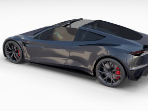 tesla roadster 2020 midnight silver with interior and chassis 3D Model