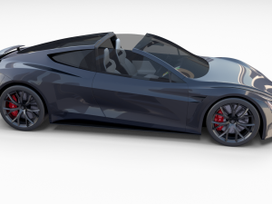 tesla roadster 2020 midnight silver with interior and chassis 3D Model