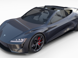 tesla roadster 2020 midnight silver with interior and chassis 3D Model