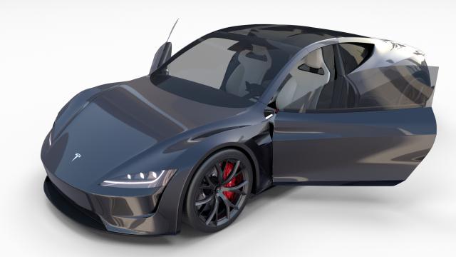 tesla roadster midnight silver with interior Model 3D .c4d .max .obj .3ds .fbx .stl .blend 
