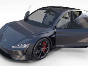 tesla roadster midnight silver with interior 3D Model