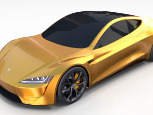 tesla roadster yellow 3D Model