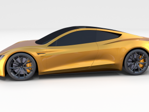 tesla roadster yellow Modelo 3D