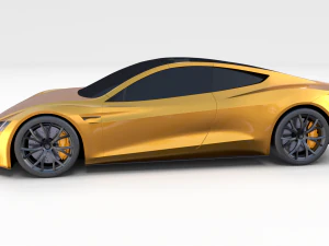 tesla roadster yellow 3D Model