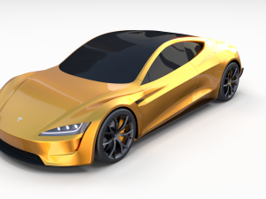 tesla roadster yellow Modelo 3D