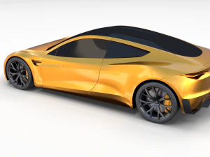tesla roadster yellow 3D Model