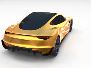 tesla roadster yellow 3D Model