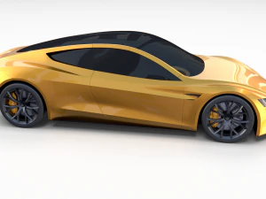 tesla roadster yellow 3D Model