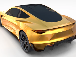 tesla roadster yellow 3D Model