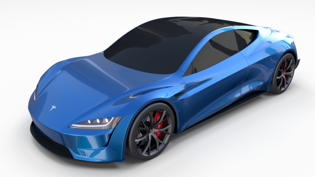 tesla roadster electric blue 3D Model .c4d .max .obj .3ds .fbx .stl .blend 
