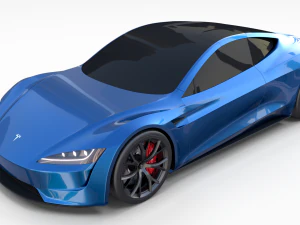 tesla roadster electric blue 3D Model