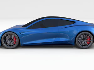 tesla roadster electric blue 3D Model