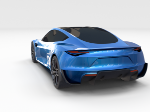 tesla roadster electric blue 3D Model