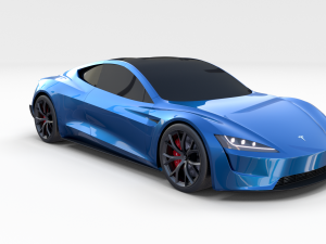 tesla roadster electric blue 3D Model