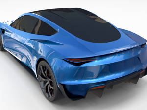 tesla roadster electric blue 3D Model