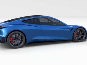 tesla roadster 2020 electric blue with interior and chassis Modelo 3D