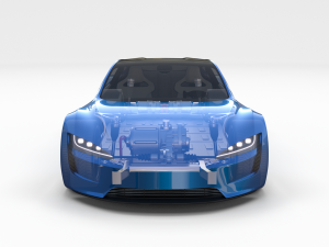 tesla roadster 2020 electric blue with interior and chassis Modelo 3D