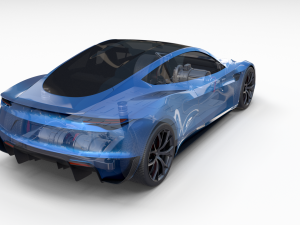 tesla roadster 2020 electric blue with interior and chassis Modelo 3D