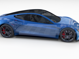 tesla roadster 2020 electric blue with interior and chassis Modelo 3D