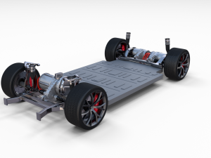 tesla roadster 2020 electric blue with interior and chassis Modelo 3D