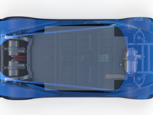 tesla roadster 2020 electric blue with interior and chassis Modelo 3D