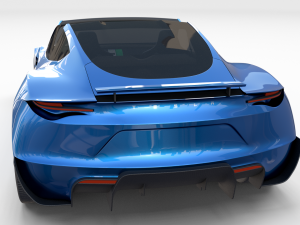 tesla roadster 2020 electric blue with interior and chassis Modelo 3D