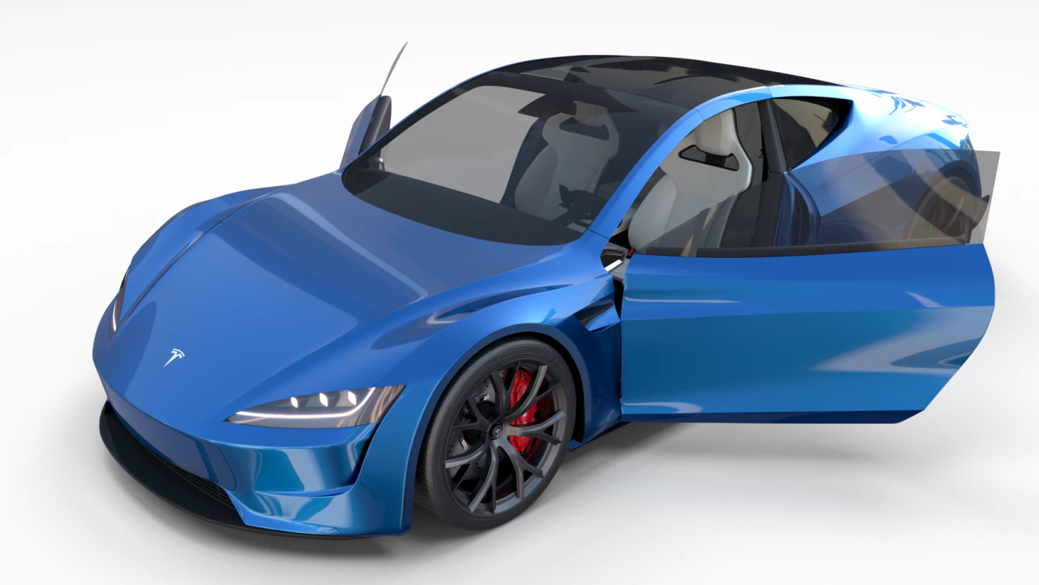 tesla roadster electric blue with interior 3D Model .c4d .max .obj .3ds .fbx .stl .blend 