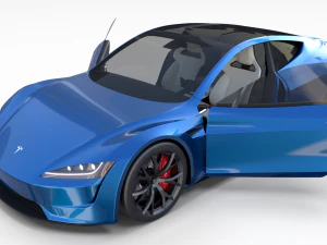 tesla roadster electric blue with interior 3D Model