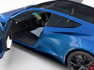 tesla roadster electric blue with interior 3D Model