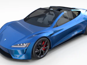 tesla roadster electric blue with interior 3D Model