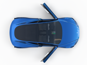 tesla roadster electric blue with interior 3D Model