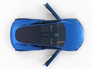 tesla roadster electric blue with interior 3D Model