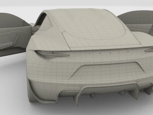 tesla roadster electric blue with interior 3D Model