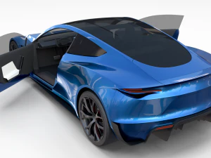 tesla roadster electric blue with interior 3D Model