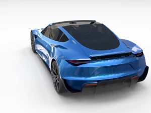 tesla roadster electric blue with interior 3D Model