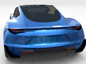 tesla roadster electric blue with interior 3D Model