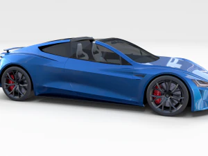 tesla roadster electric blue with interior 3D Model