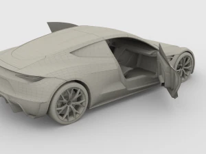 tesla roadster electric blue with interior 3D Model