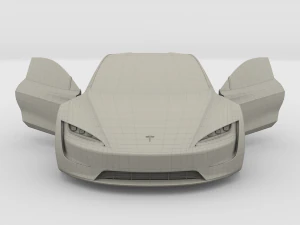 tesla roadster electric blue with interior 3D Model