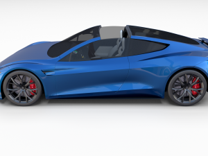 tesla roadster electric blue with interior 3D Model