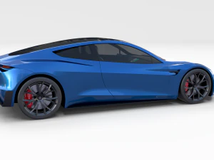 tesla roadster electric blue with interior 3D Model