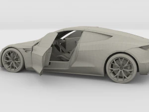 tesla roadster electric blue with interior 3D Model