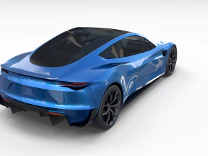 tesla roadster electric blue with interior 3D Model