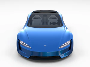 tesla roadster electric blue with interior 3D Model