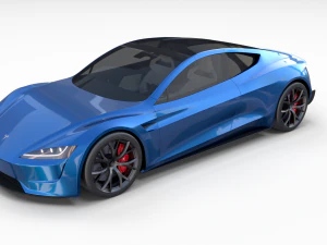 tesla roadster electric blue with interior 3D Model