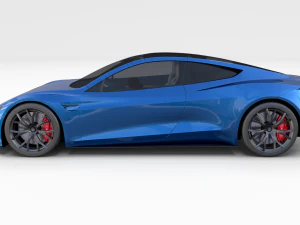 tesla roadster electric blue with interior 3D Model
